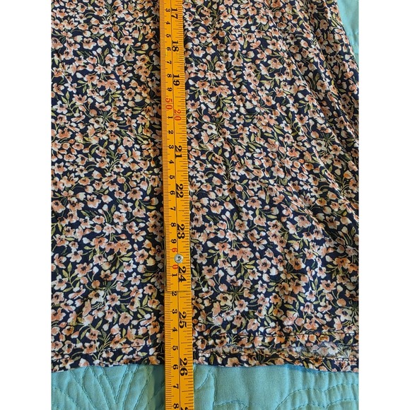 Old Navy‎ Size Large Navy Floral  Open Neck Long Sleeve Boho Cottagecore Top - Picture 8 of 8